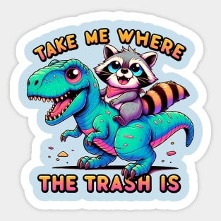 Racoon riding a T-Rex Sticker